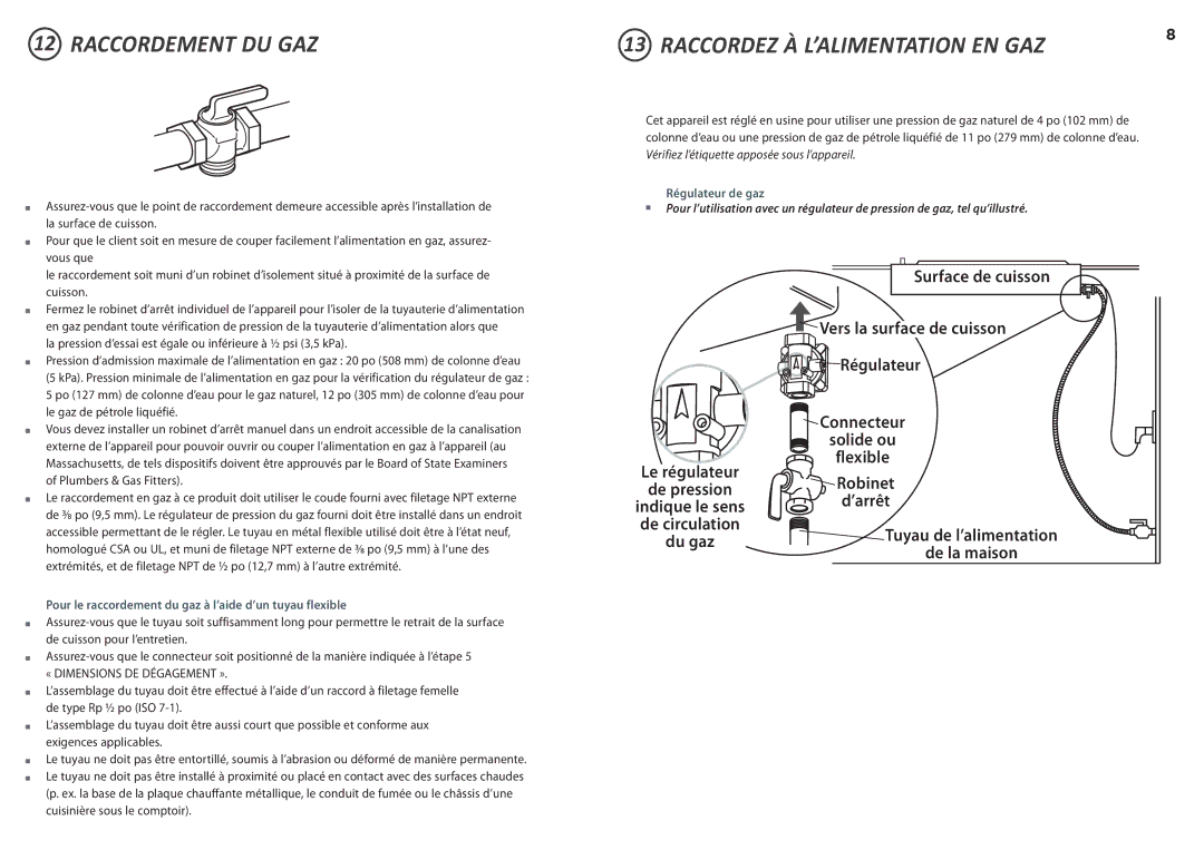 Fisher & Paykel CG365D installation instructions Raccordement DU GAZ, Raccordez À L’ALIMENTATION EN GAZ 