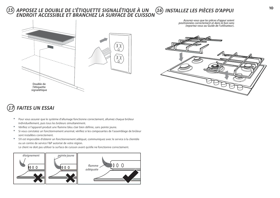 Fisher & Paykel CG365D installation instructions Faites UN Essai 