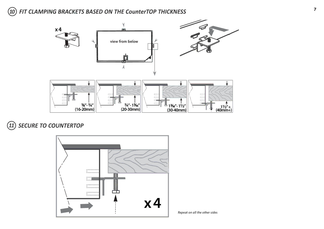 Fisher & Paykel CG365D installation instructions Secure to Countertop 