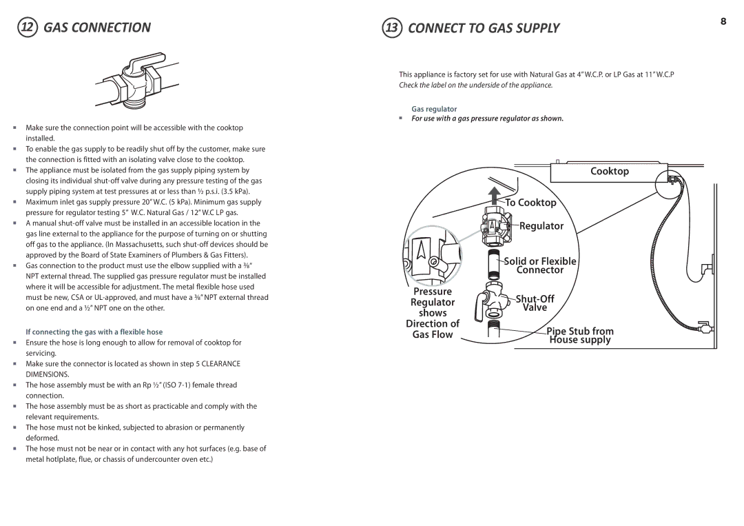 Fisher & Paykel CG365D installation instructions GAS Connection, Connect to GAS Supply 