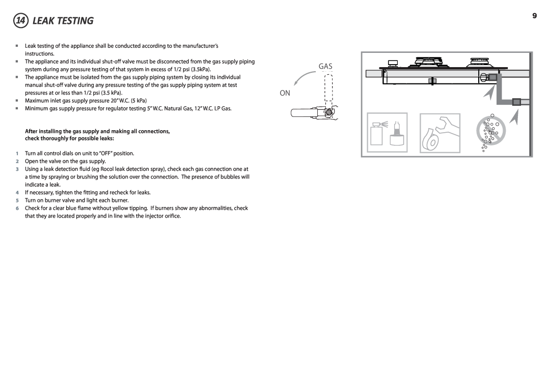 Fisher & Paykel CG365D installation instructions Leak Testing 