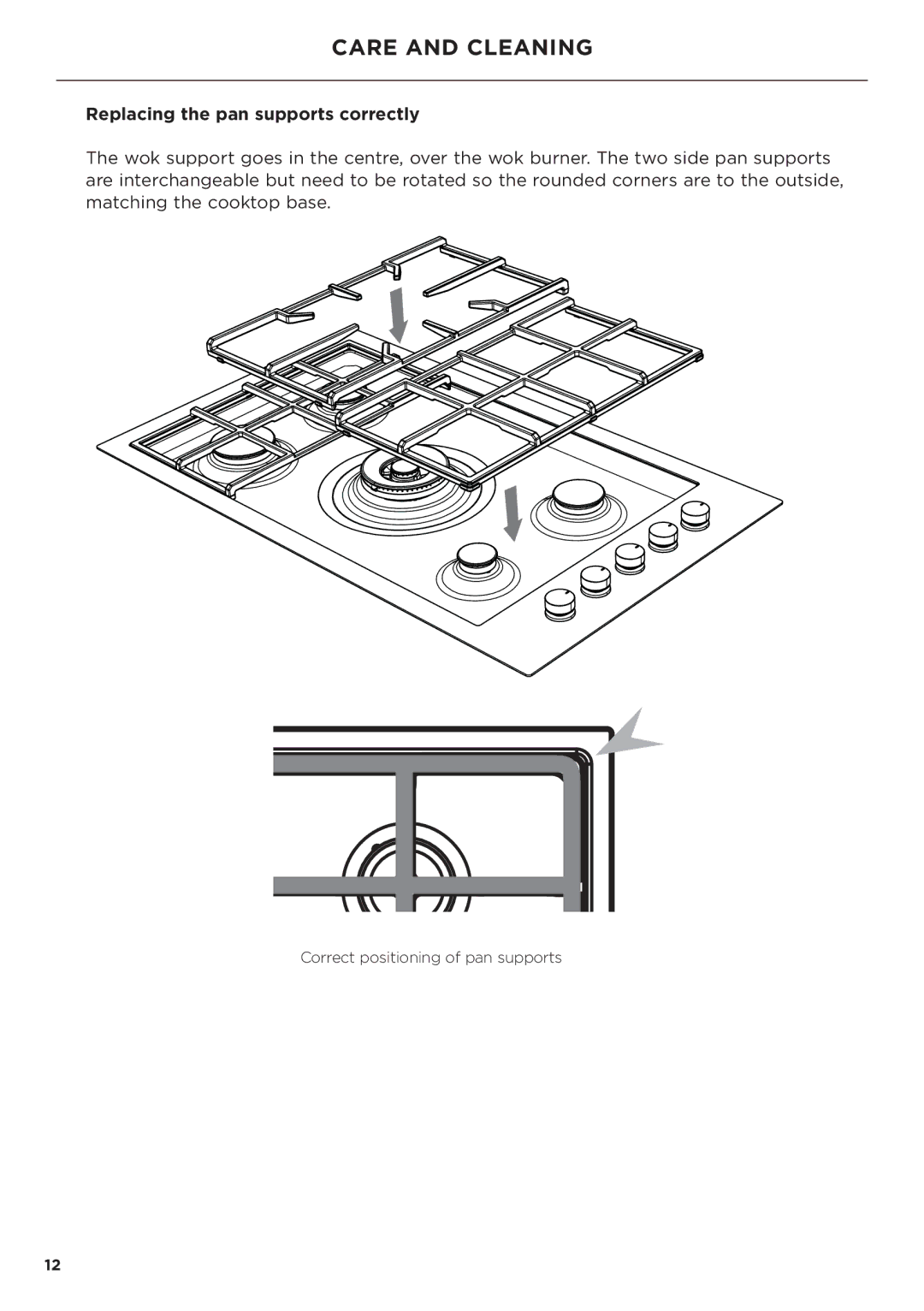 Fisher & Paykel CG365DW manual Replacing the pan supports correctly 