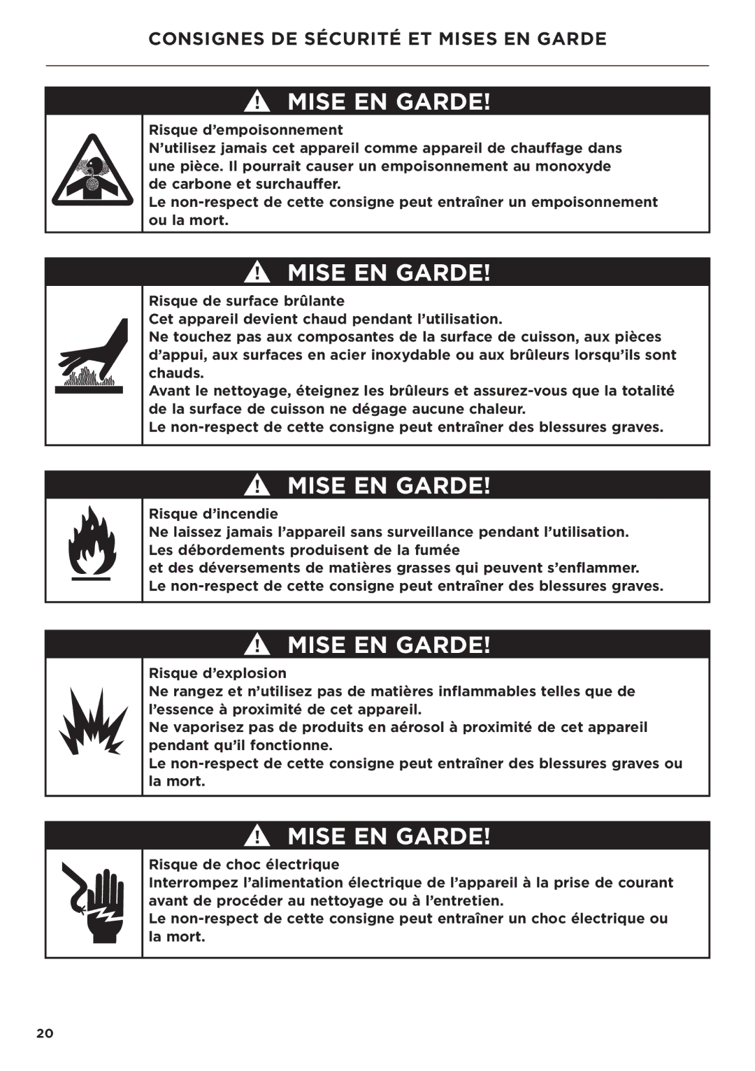 Fisher & Paykel CG365DW manual Consignes DE Sécurité ET Mises EN Garde 