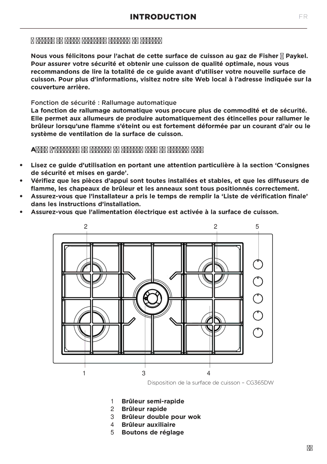 Fisher & Paykel CG365DW manual Propos de votre nouvelle surface de cuisson 