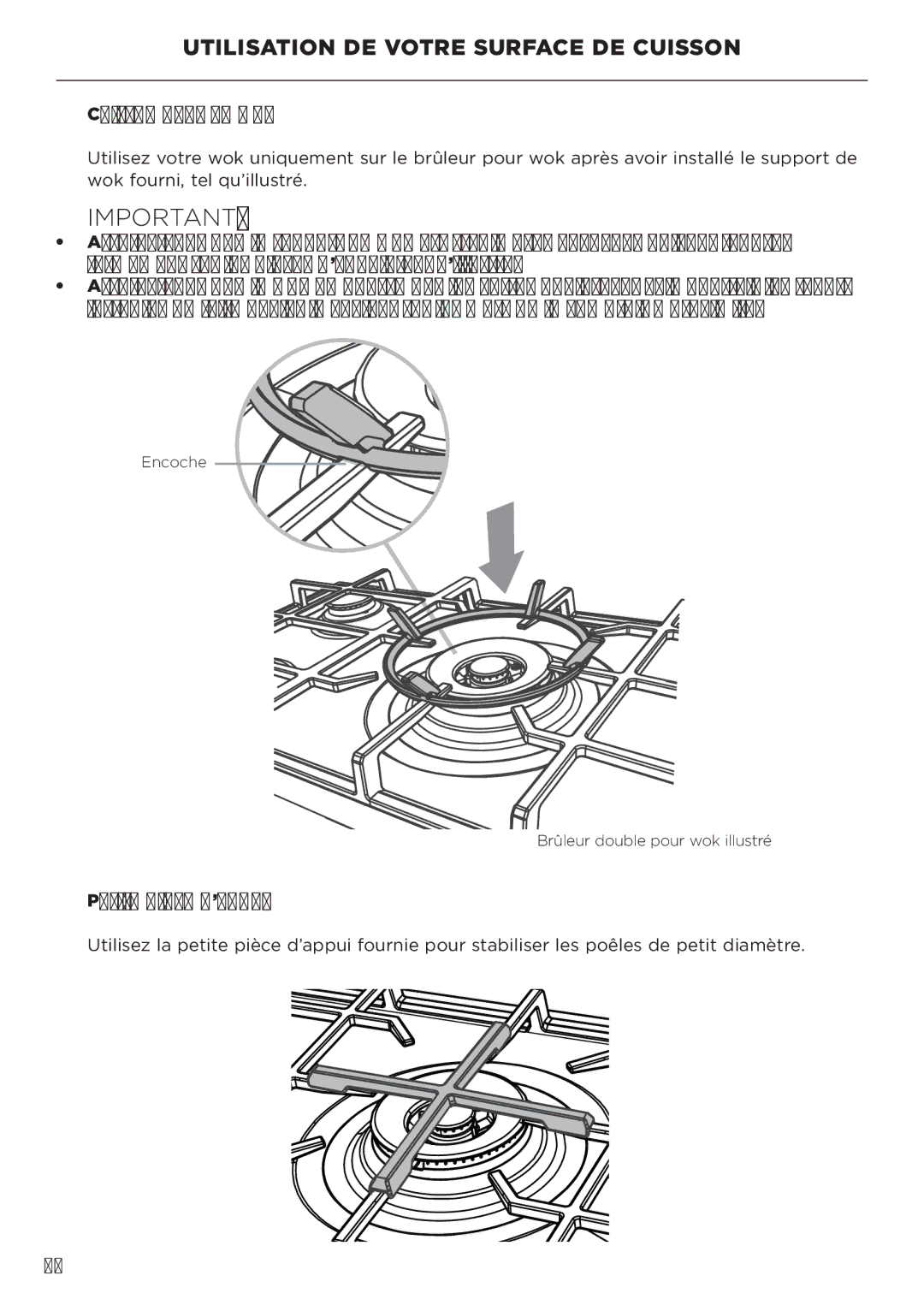 Fisher & Paykel CG365DW manual Cuisson dans un wok, Petite pièce d’appui 