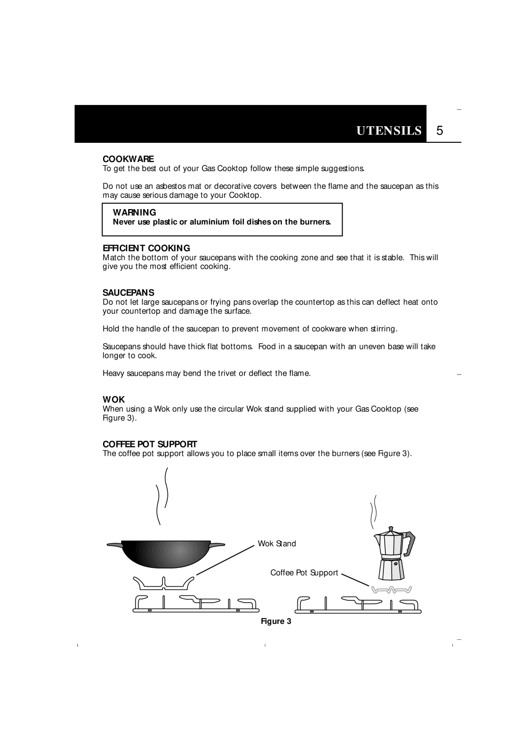 Fisher & Paykel CG602 manual Utensils 