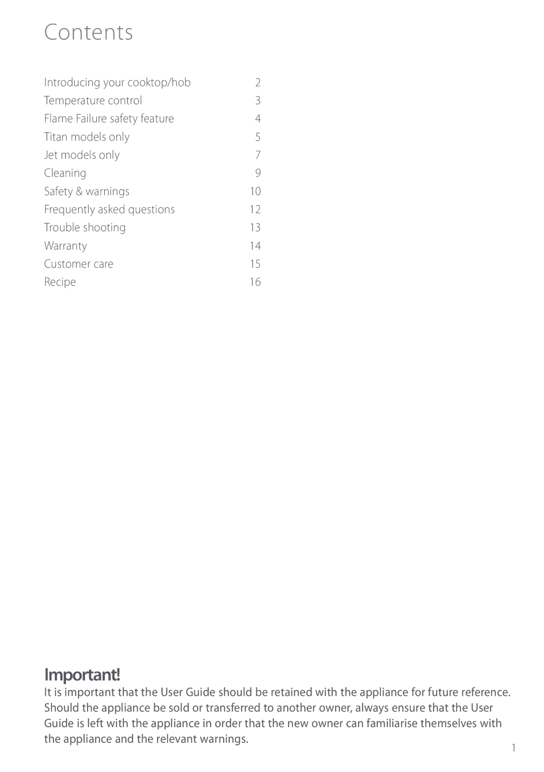 Fisher & Paykel CG902Q, CG602M, CG902M manual Contents 