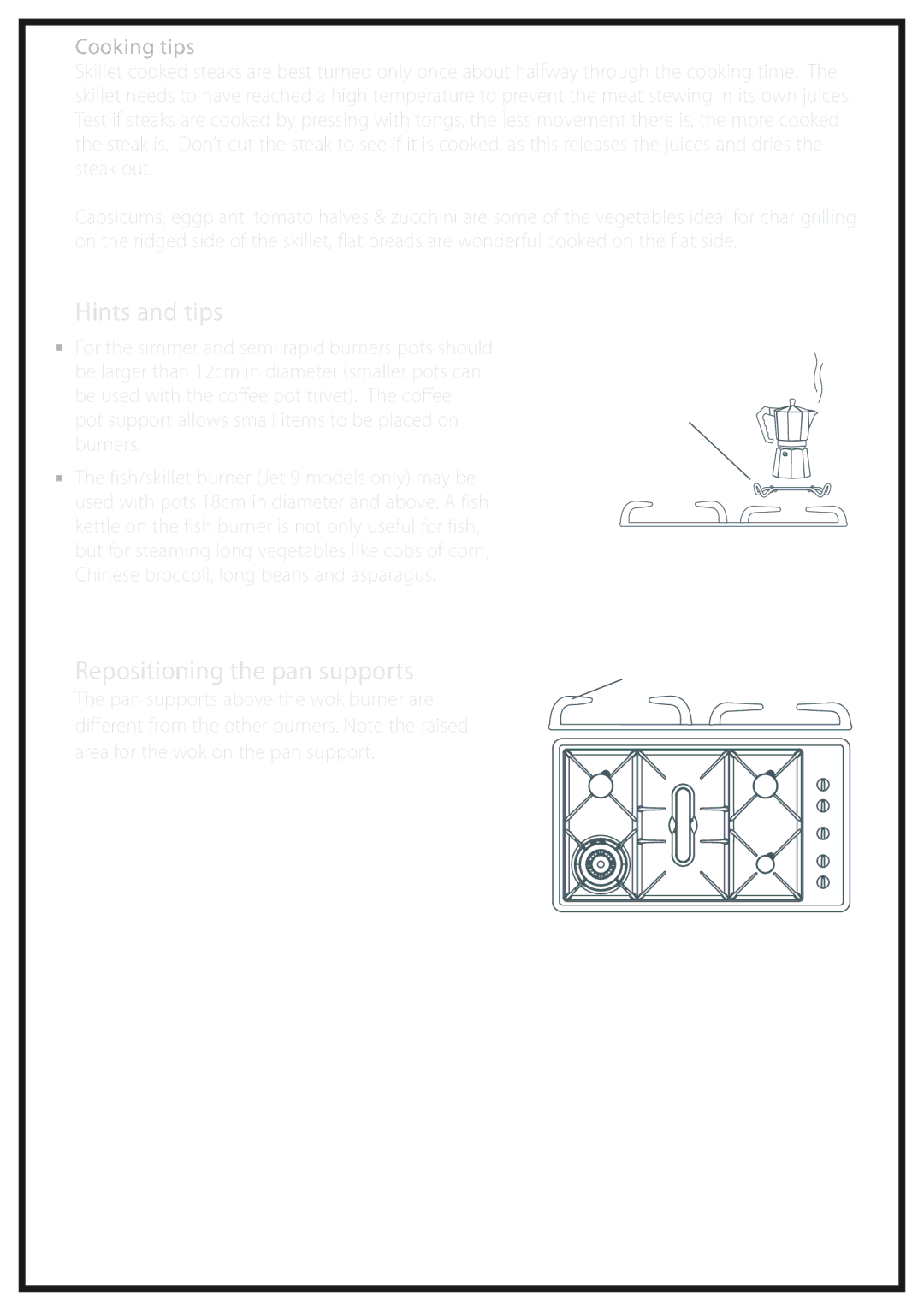 Fisher & Paykel CG602M, CG902M, CG902Q manual Hints and tips, Cooking tips 