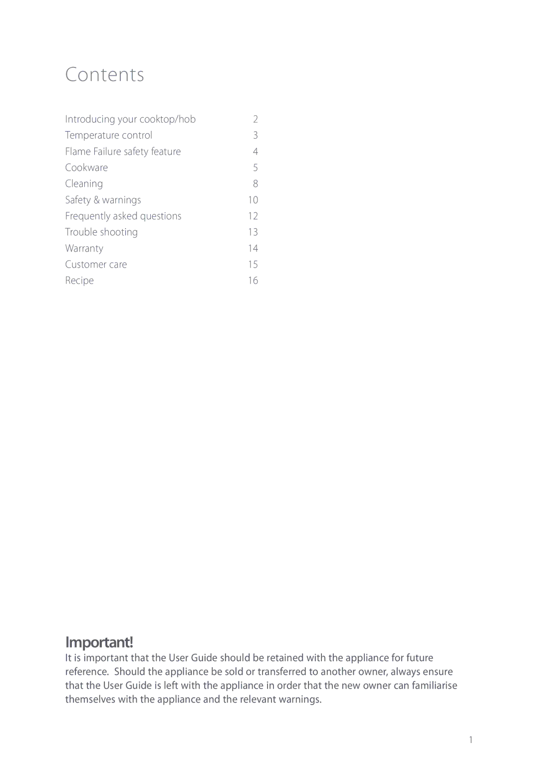 Fisher & Paykel CG602Q manual Contents 