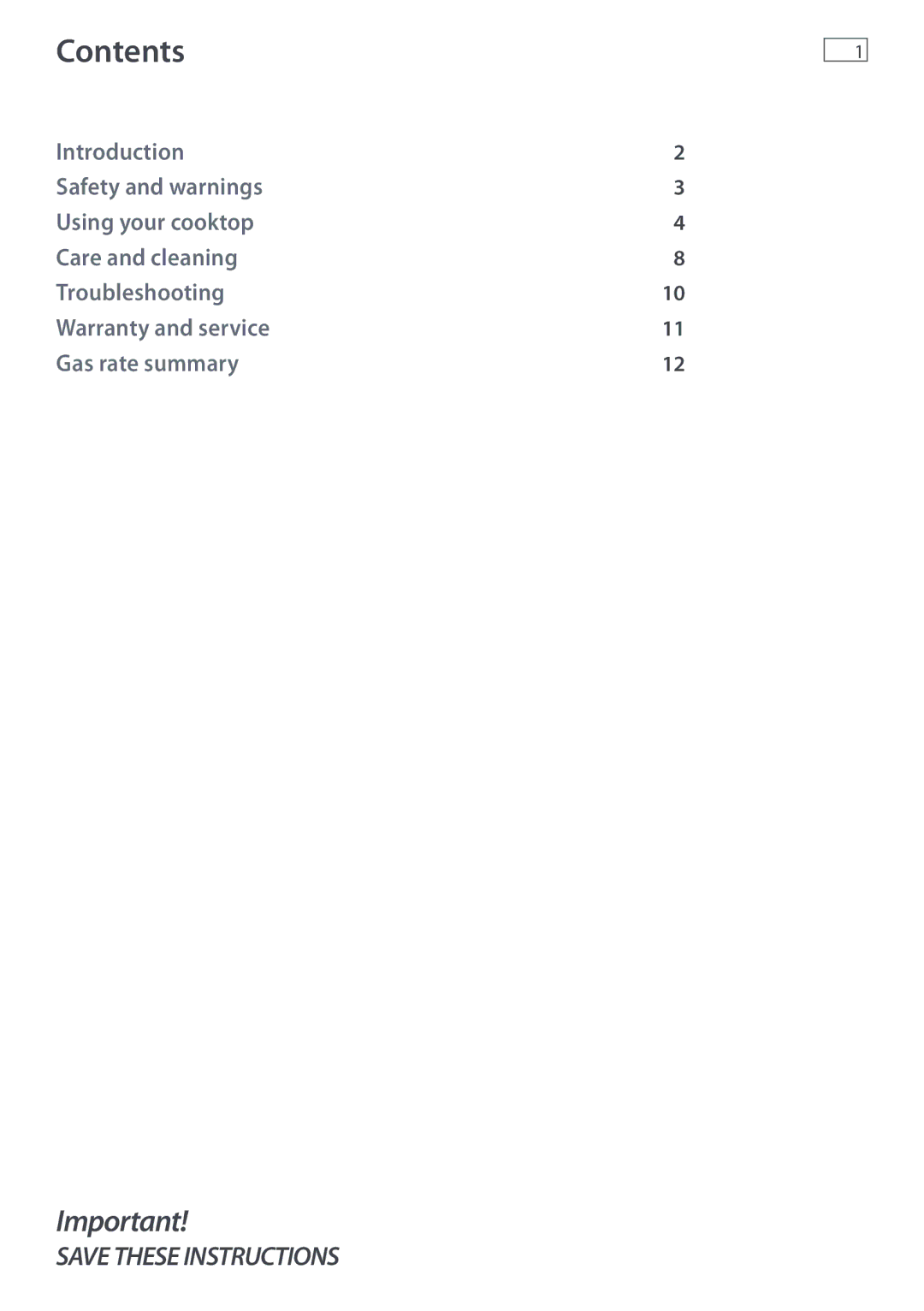 Fisher & Paykel CG603, CG903 manual Contents 