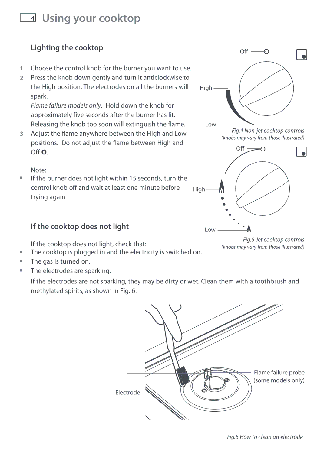 Fisher & Paykel CG603, CG903 manual Using your cooktop, Lighting the cooktop, If the cooktop does not light 