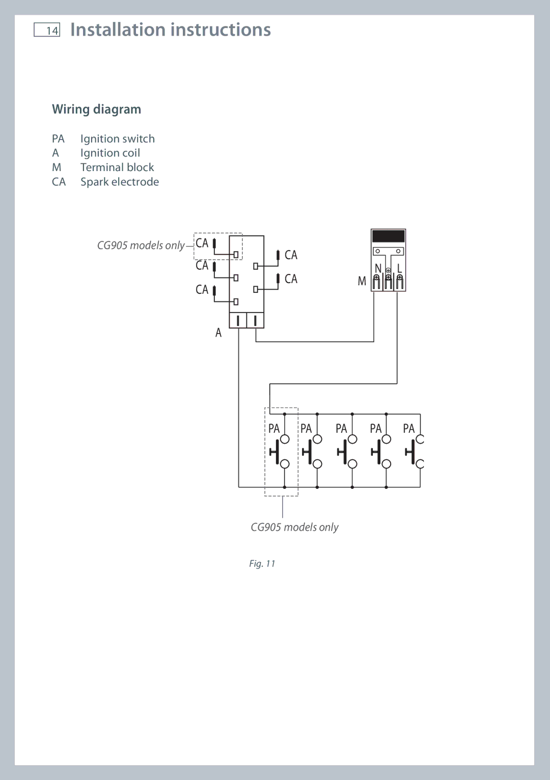 Fisher & Paykel CG604, CG905 installation instructions Wiring diagram 