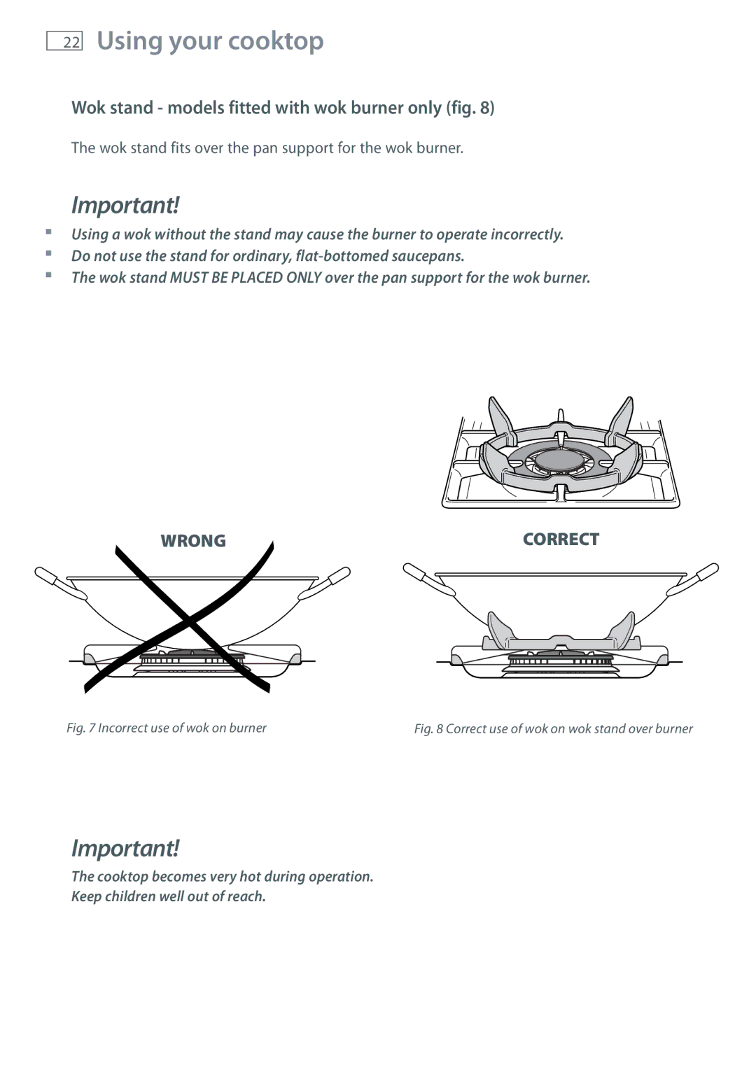 Fisher & Paykel CG604 installation instructions Wok stand models fitted with wok burner only fig 