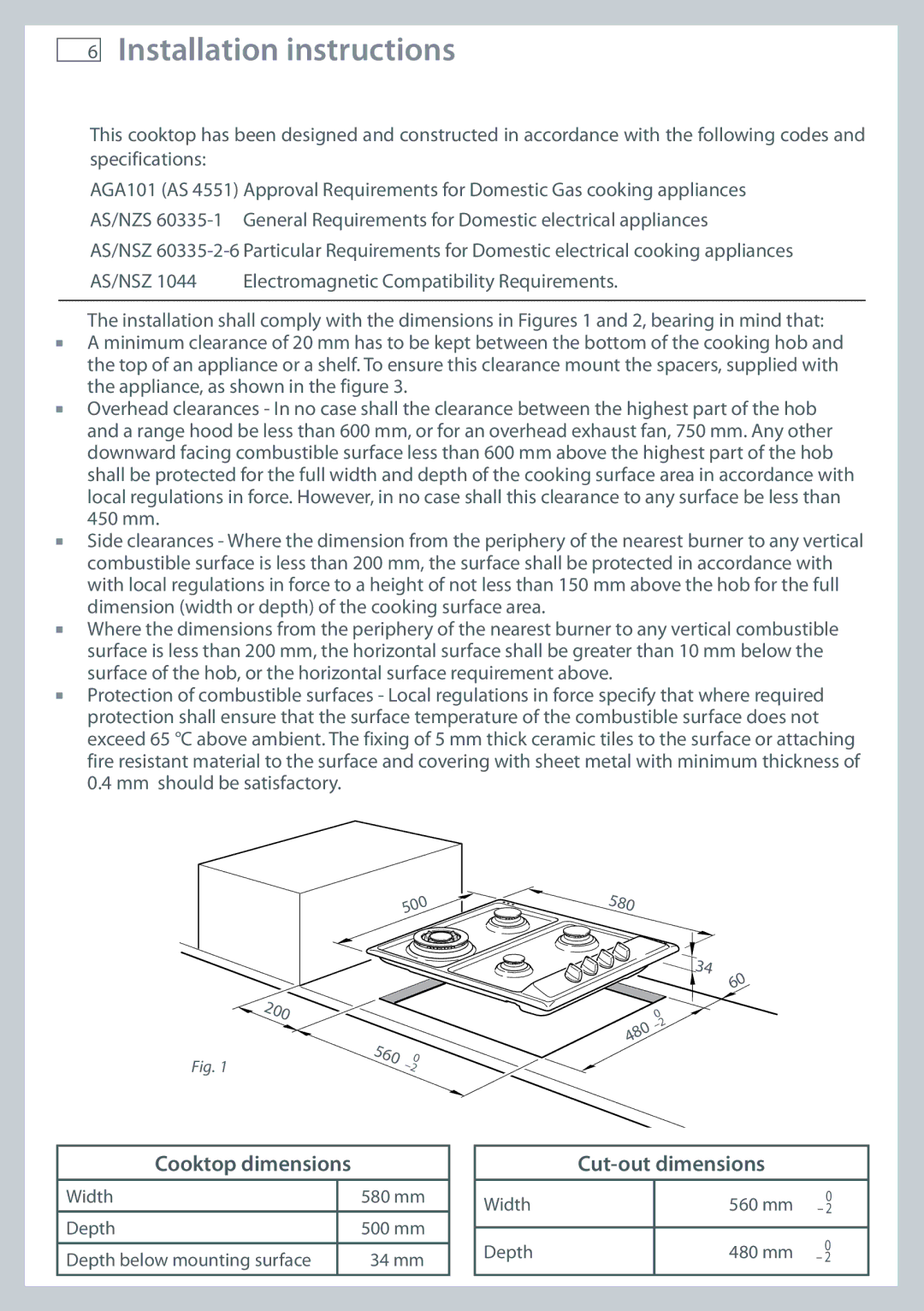 Fisher & Paykel CG604 installation instructions Installation instructions 