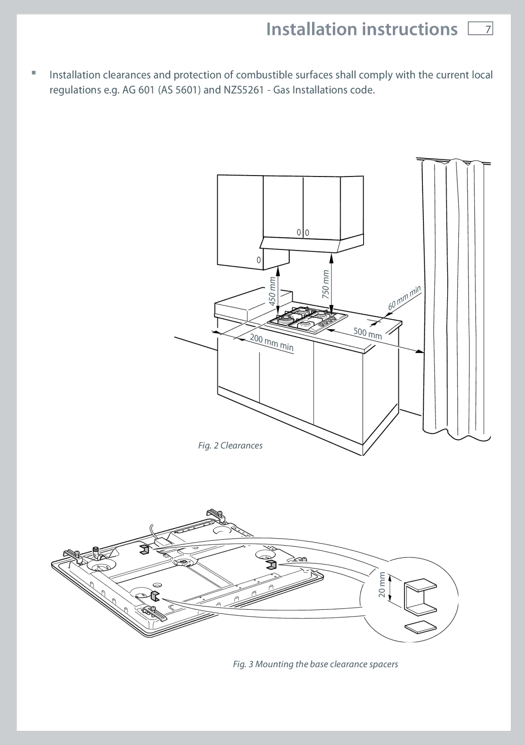 Fisher & Paykel CG604 installation instructions Min 