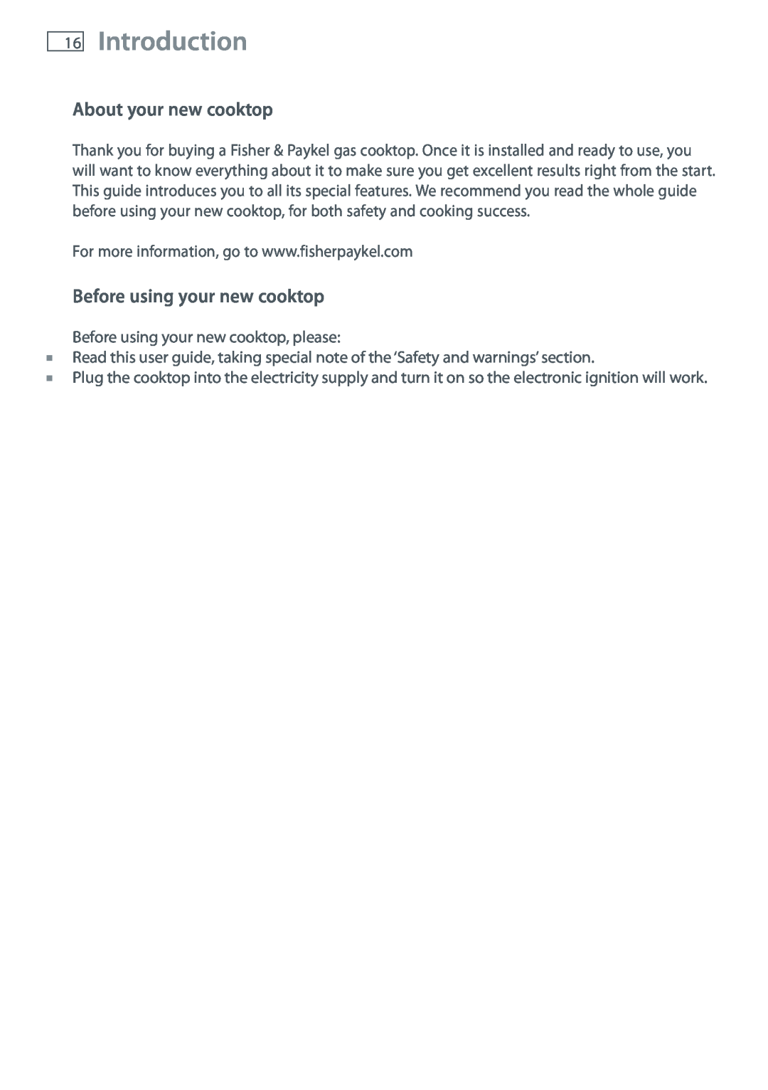 Fisher & Paykel CG604 installation instructions Introduction, About your new cooktop, Before using your new cooktop 