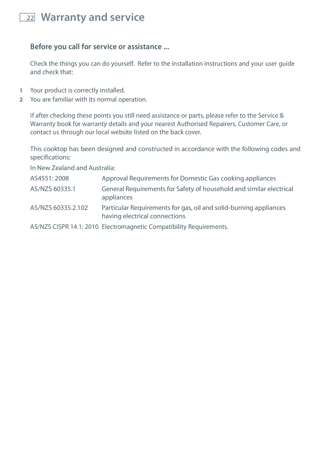 Fisher & Paykel CG905D, CG604D, CG451D, CG603D, CG903D, CG752D Warranty and service, Before you call for service or assistance 