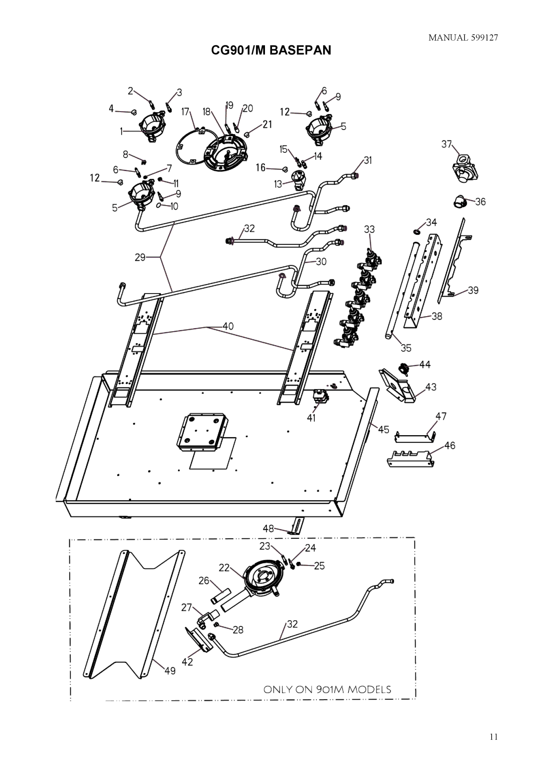 Fisher & Paykel CG901M, 599127 manual CG901/M Basepan 