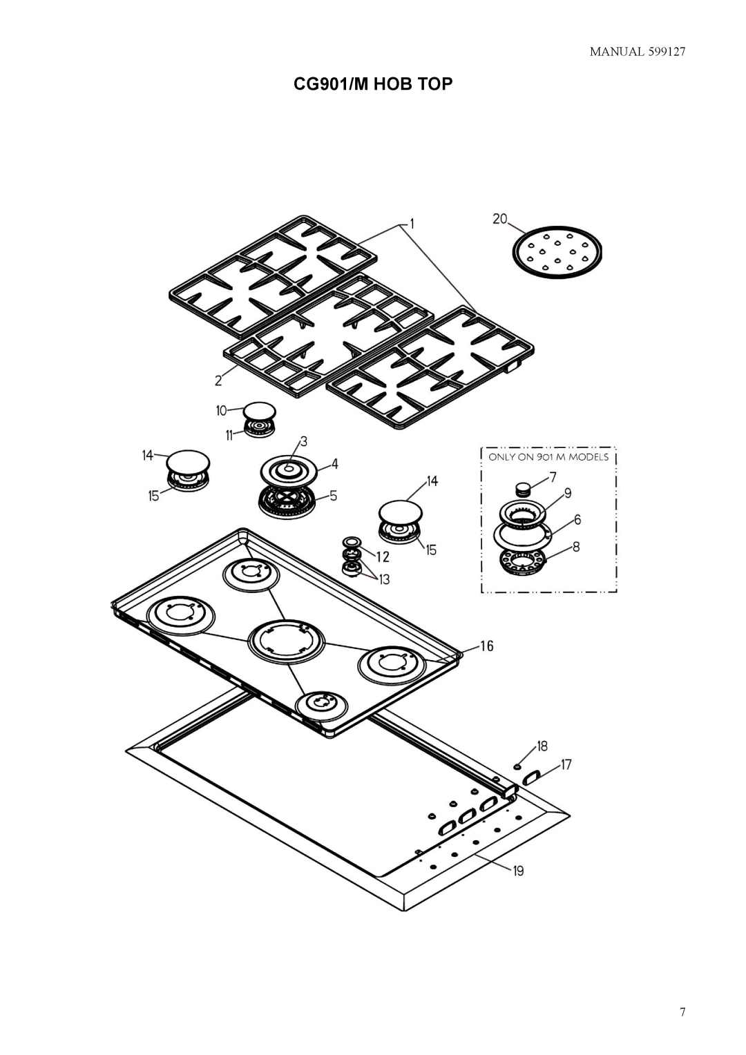 Fisher & Paykel 599127, CG901M manual CG901/M HOB TOP 