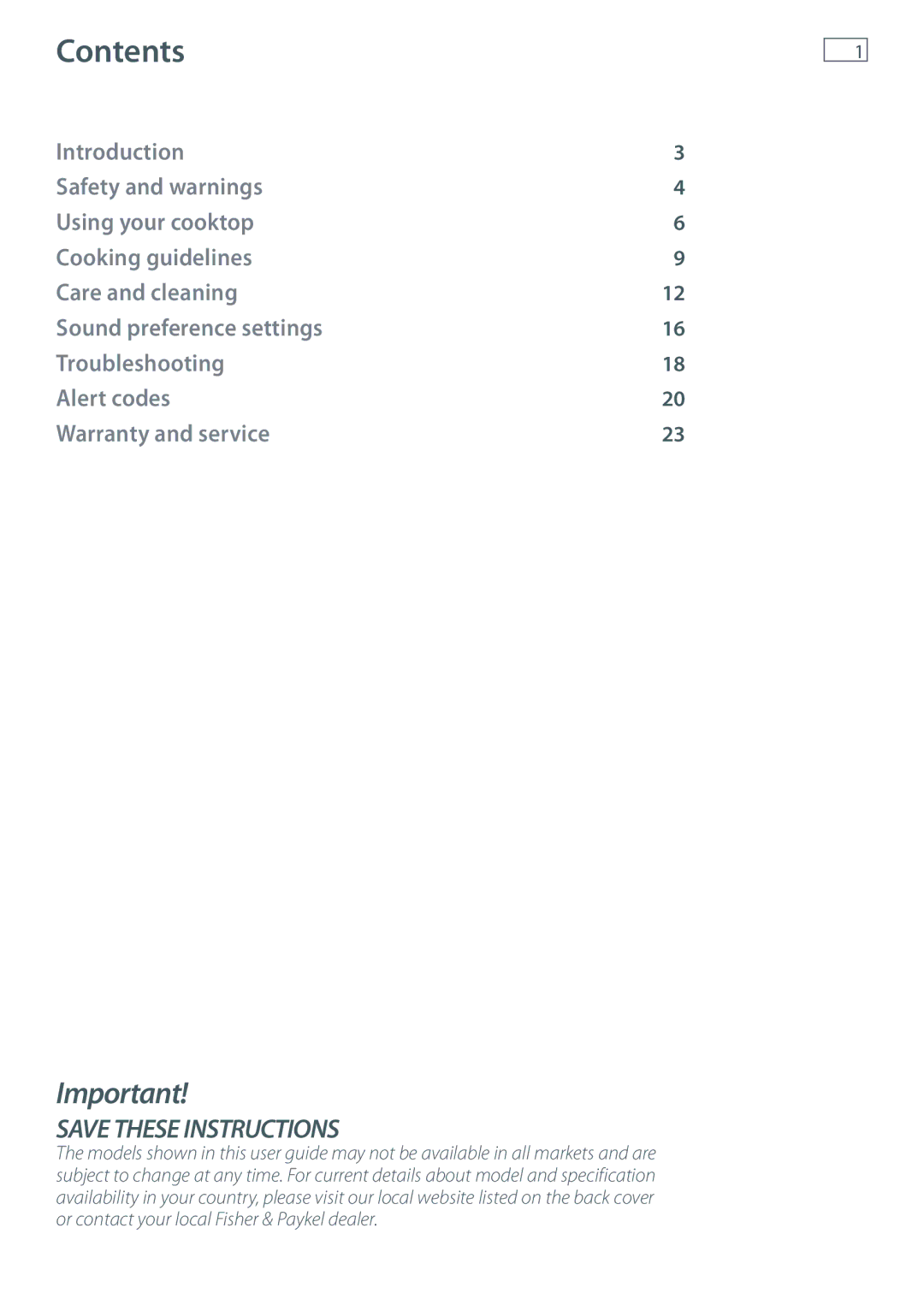 Fisher & Paykel CG903MLD manual Contents 