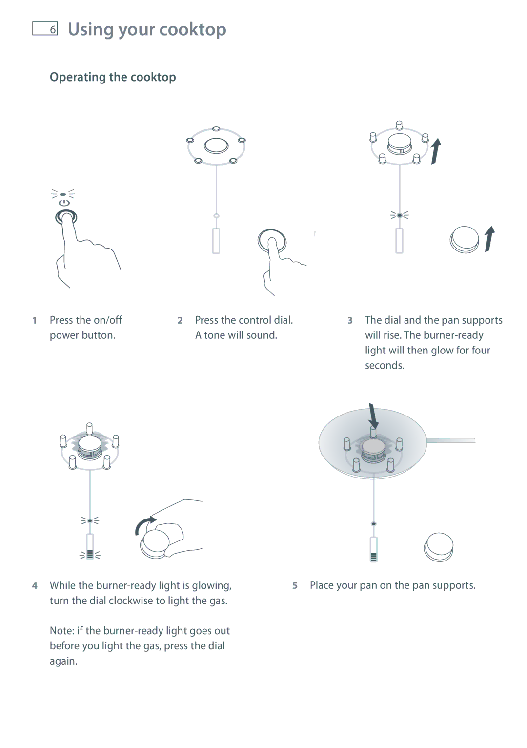 Fisher & Paykel CG903MLD manual Using your cooktop, Operating the cooktop 