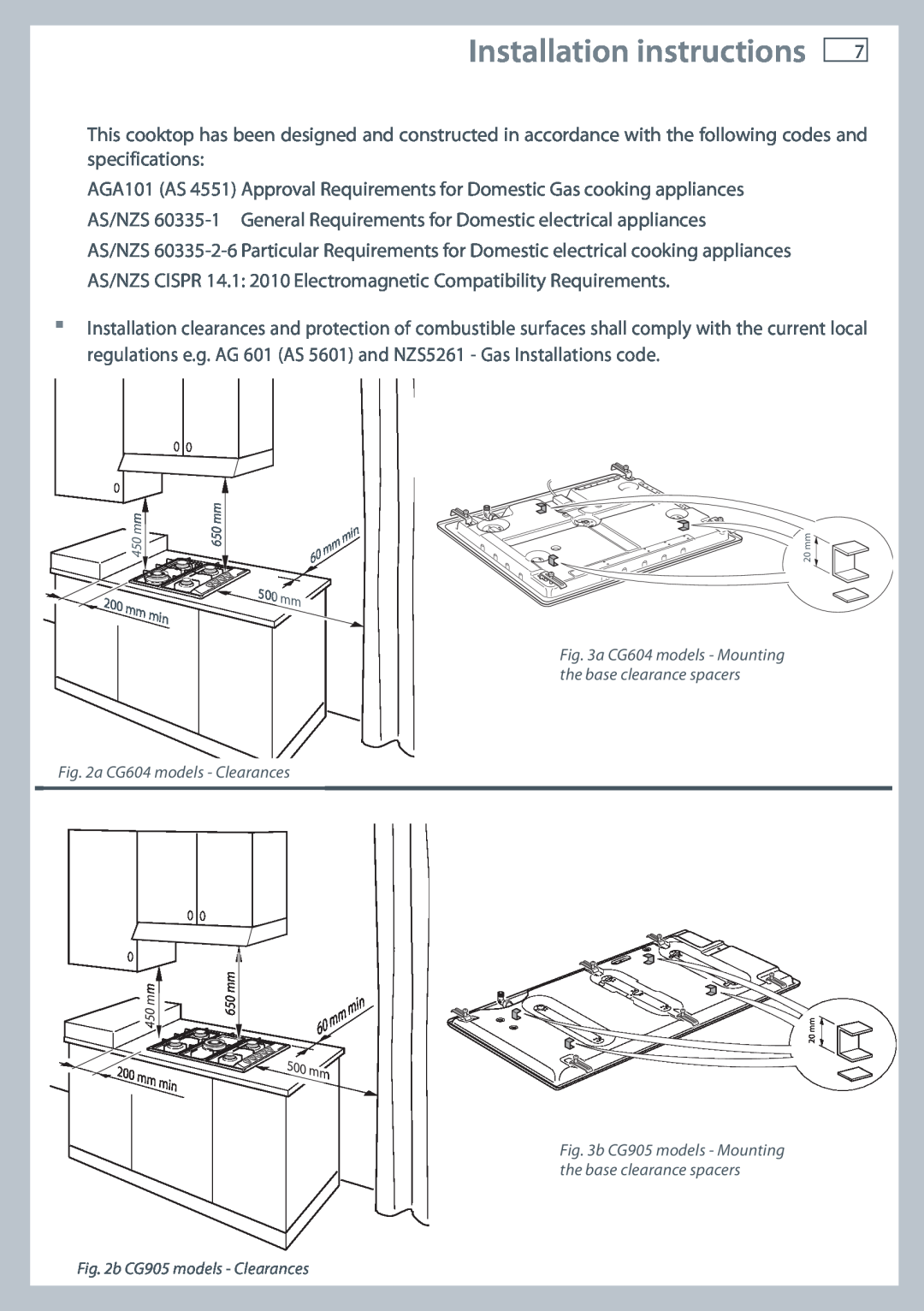 Fisher & Paykel CG905 Installation instructions, AS/NZS 60335-1 General Requirements for Domestic electrical appliances 