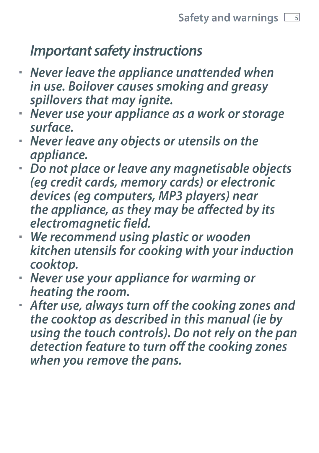 Fisher & Paykel CI905DTB, CI754DTB, CI603DTB, CI604DTB, CI302DTB manual Important safety instructions 