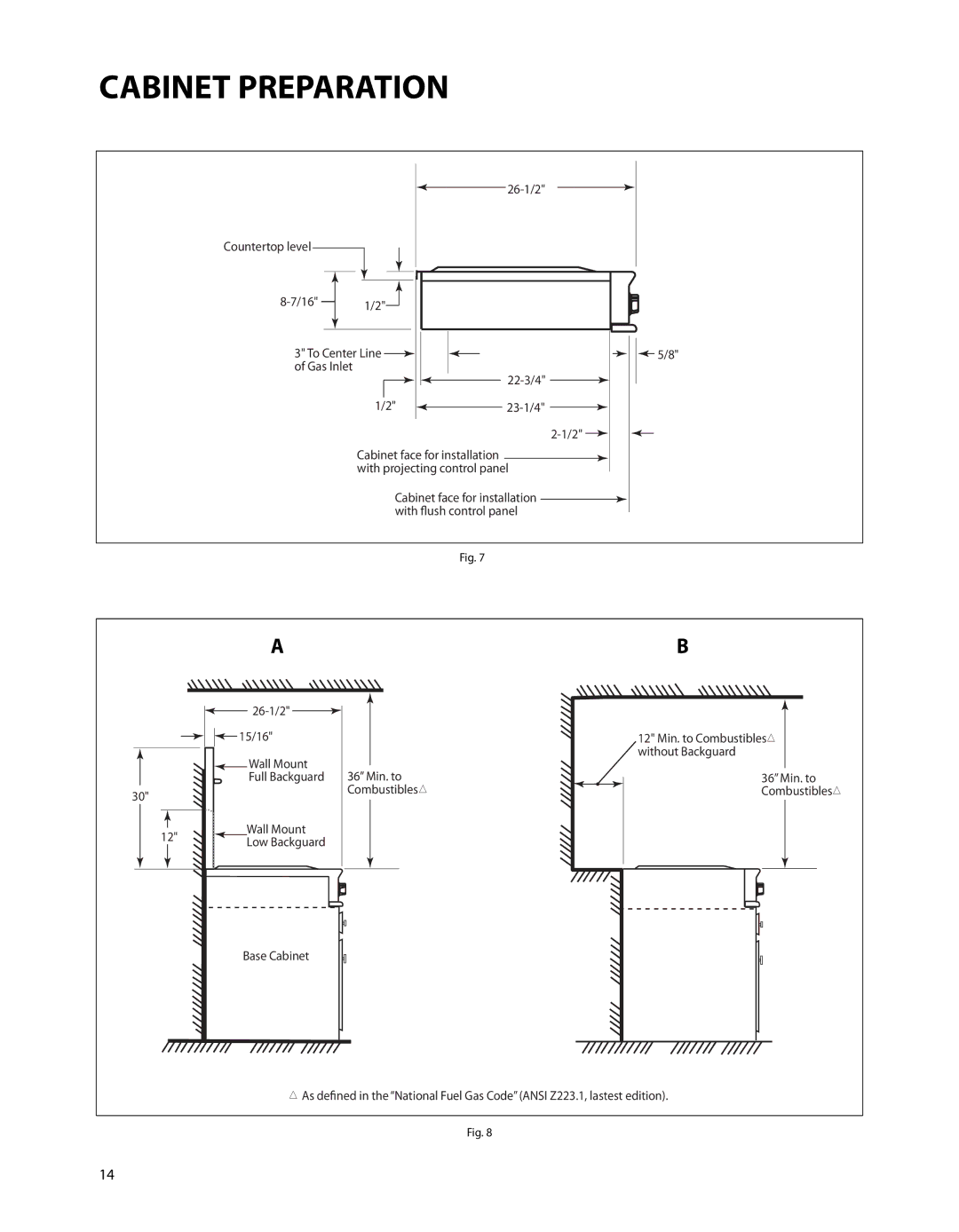 Fisher & Paykel CP-485GD, CP-486GD, CP-364GD, CP-364GL, CP-484GG, CP-366 Cabinet face for installation with ﬂush control panel 