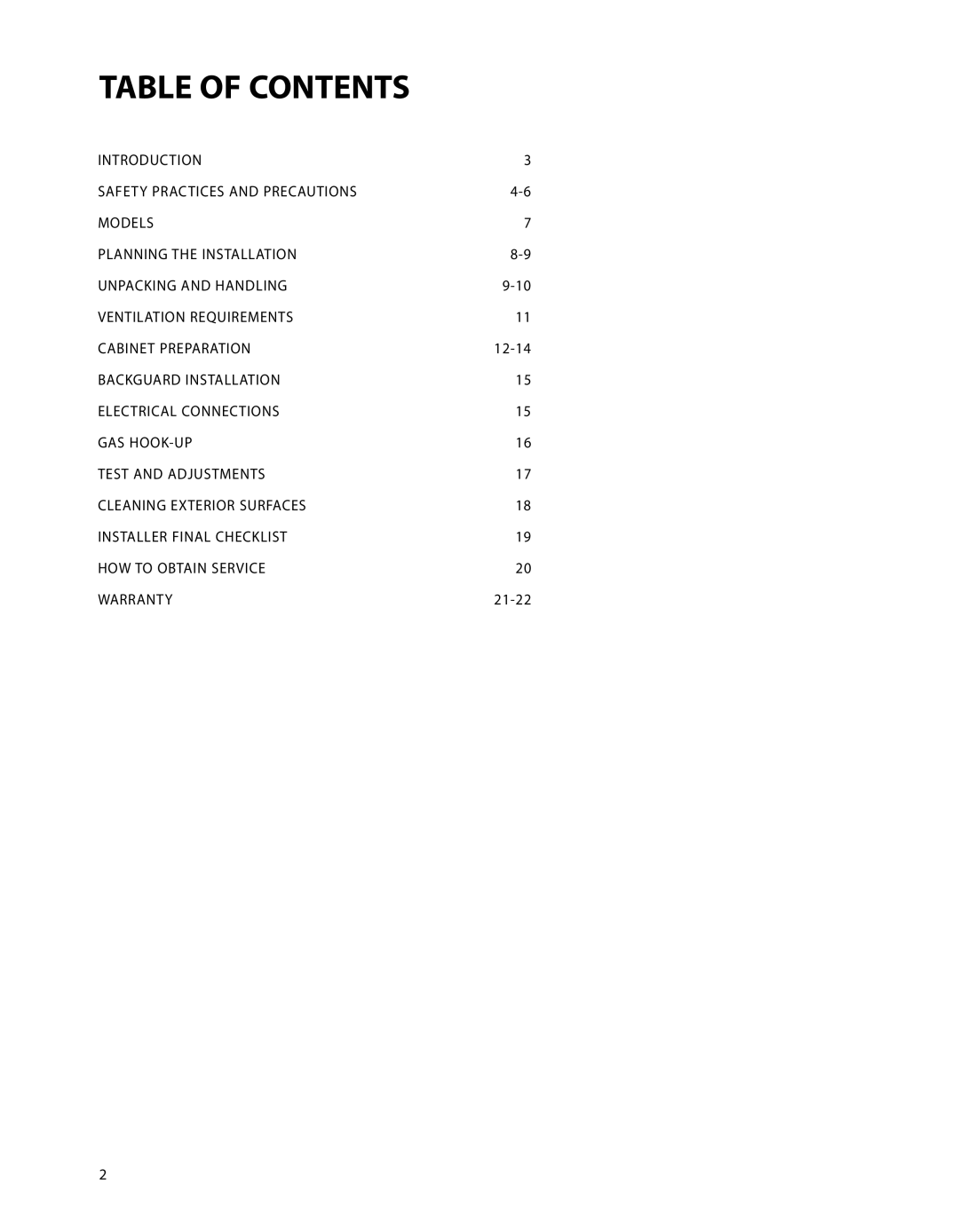 Fisher & Paykel CP-484GG, CP-486GD, CP-364GD, CP-485GD, CP-364GL, CP-486GL, CP-366 manual Table of Contents 