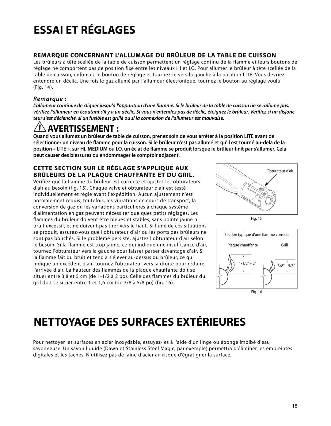 Fisher & Paykel CP-364GL, CP-486GD, CP-364GD, CP-485GD, CP-484GG, CP-486GL, CP-366 manual Nettoyage DES Surfaces Extérieures 