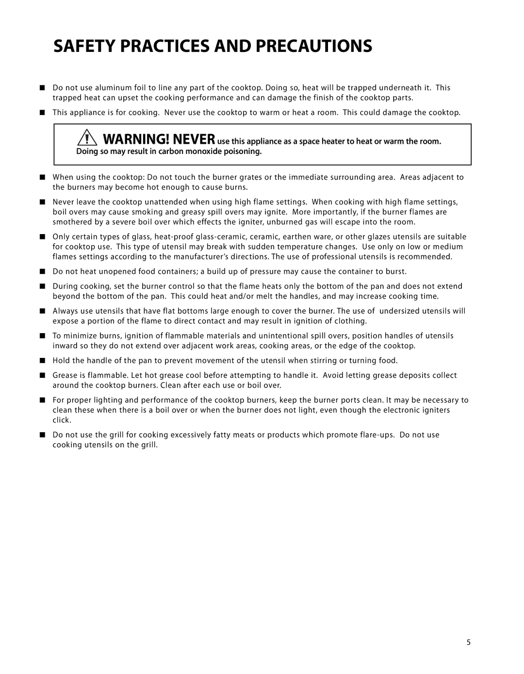 Fisher & Paykel CP-486GD, CP-364GD, CP-485GD, CP-364GL, CP-484GG, CP-486GL, CP-366 manual Safety Practices and Precautions 