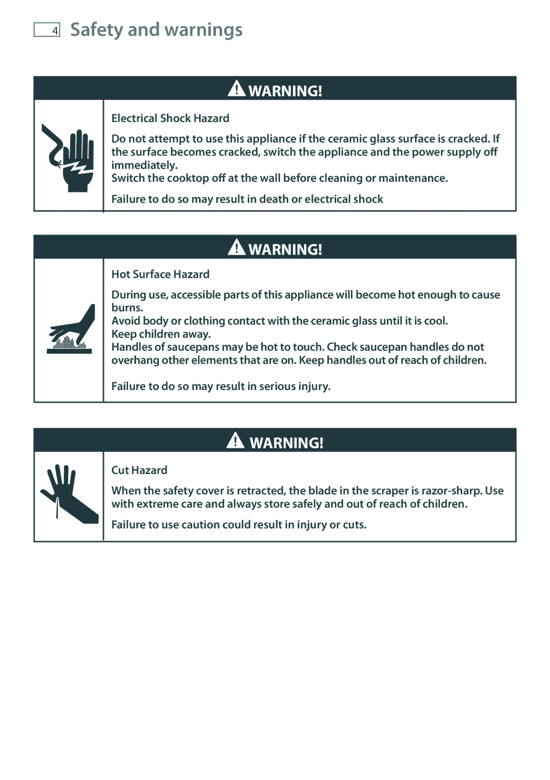 Fisher & Paykel CT560C, CT2802, CT6551S, CT5602F Failure to do so may result in serious injury Cut Hazard 