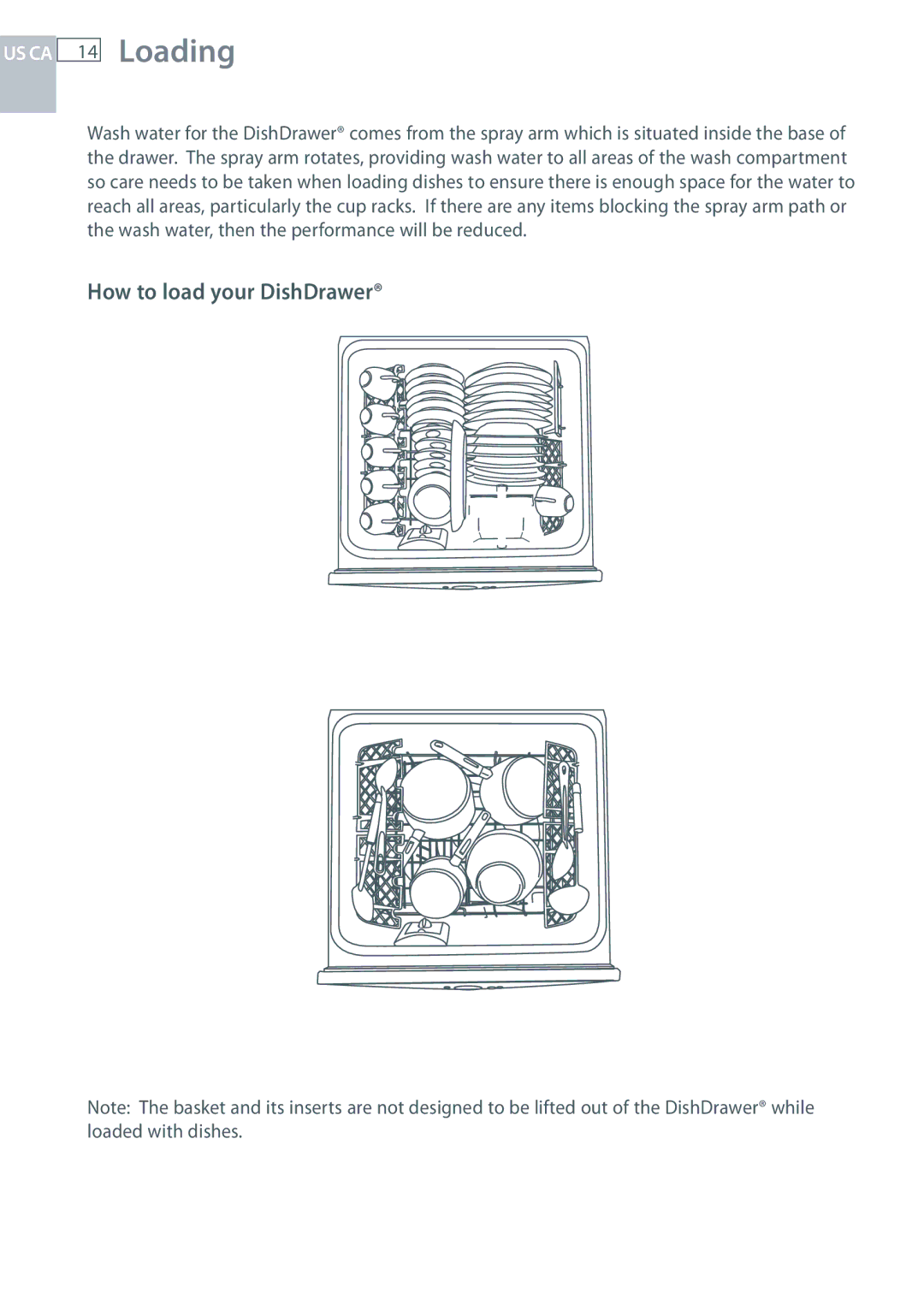 Fisher & Paykel DCS DD124P5, DCS DD224P5 manual US CA 14 Loading, How to load your DishDrawer 