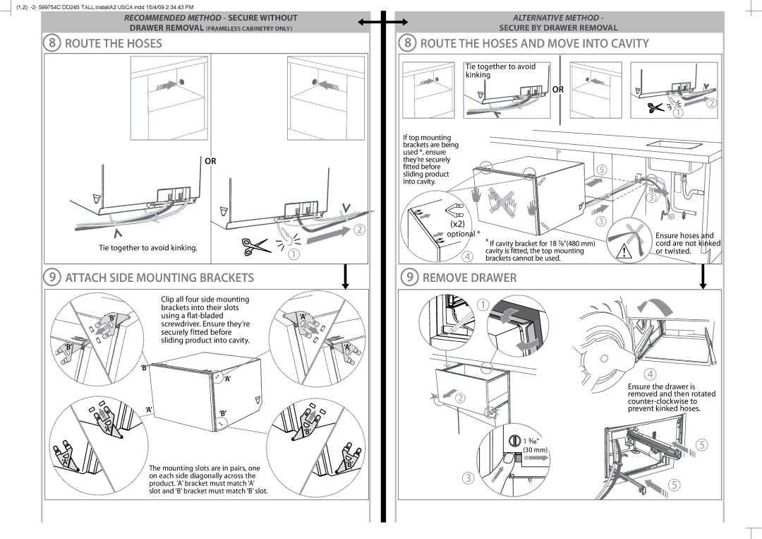 Fisher & Paykel DD24ST installation instructions Route the Hoses 