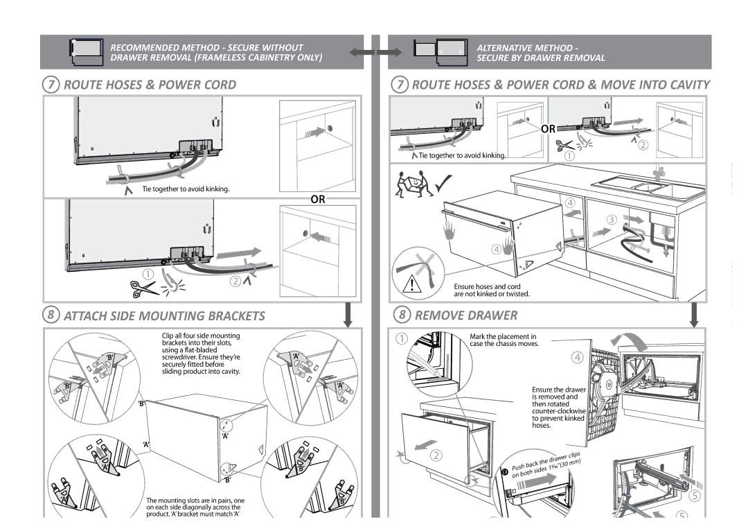 Fisher & Paykel DD36S important safety instructions Attach Side Mounting Brackets Remove Drawer 