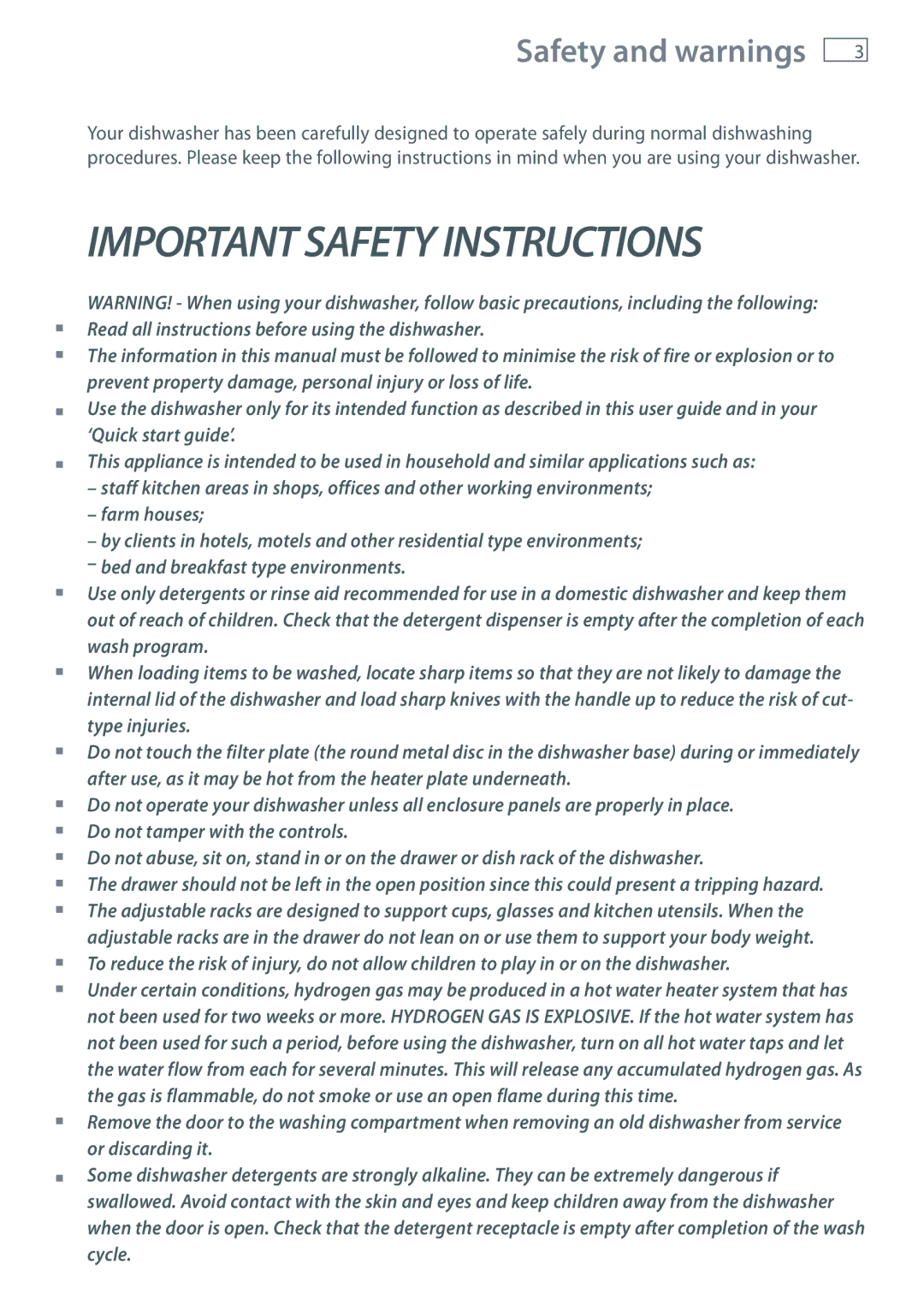 Fisher & Paykel DD24, DD60, DD36, DD90 manual Important Safety Instructions, Safety and warnings 