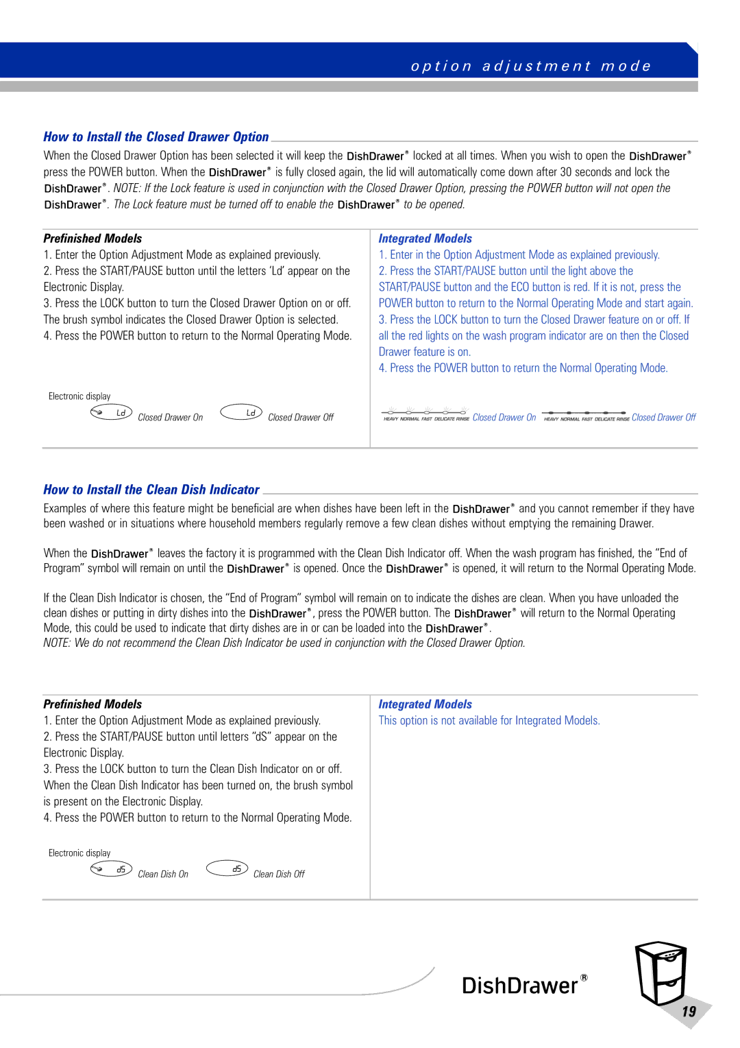 Fisher & Paykel DD603 manual How to Install the Closed Drawer Option 