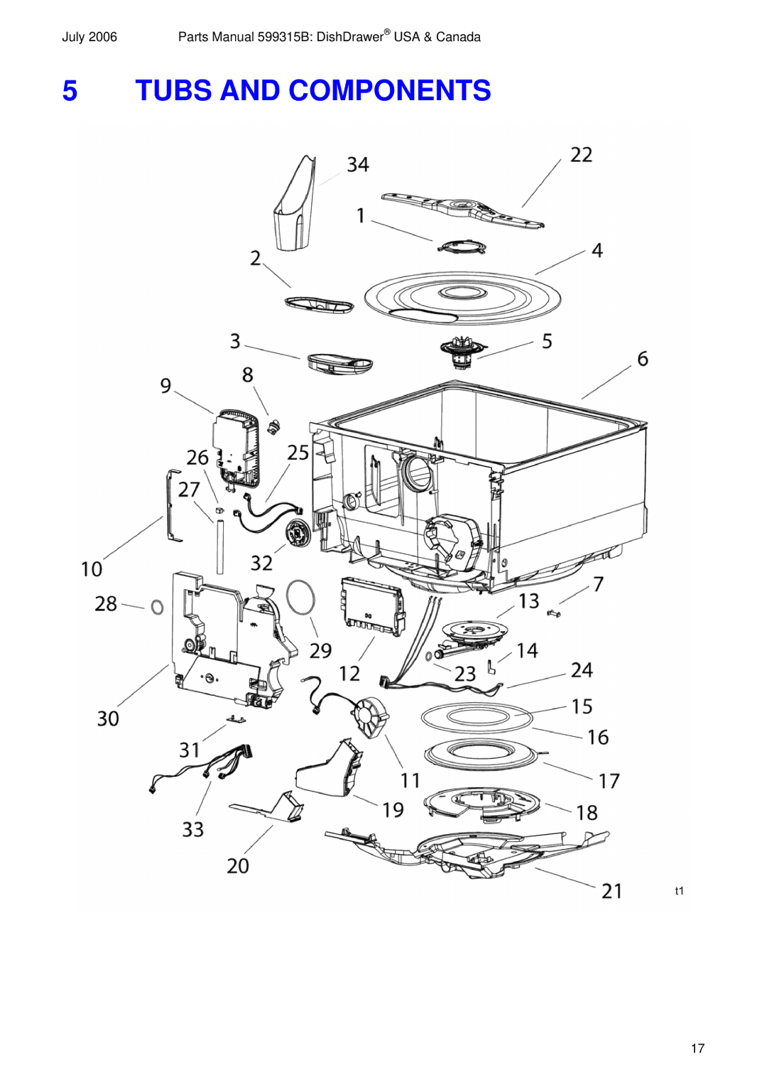 Fisher & Paykel DD603FC, DD603FD, DS603FC, DS603FD manual Tubs and Components 