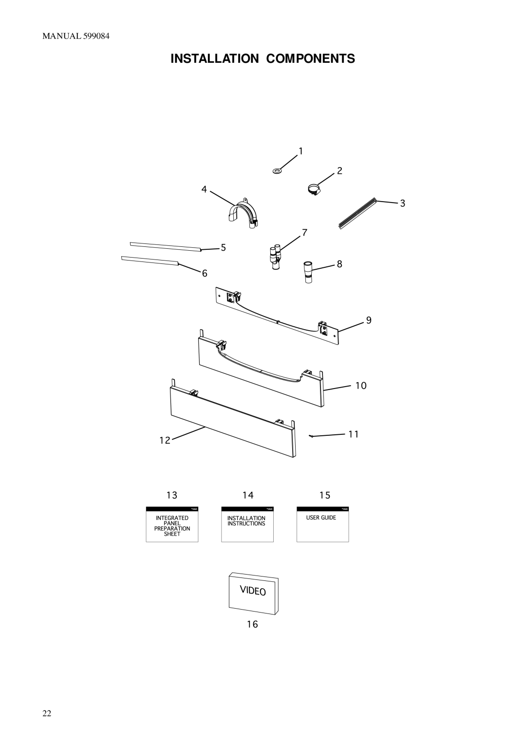 Fisher & Paykel DD603M, DD603HM, DD603IH, DS603M, DS603IH, DS603HM manual Installation Components 