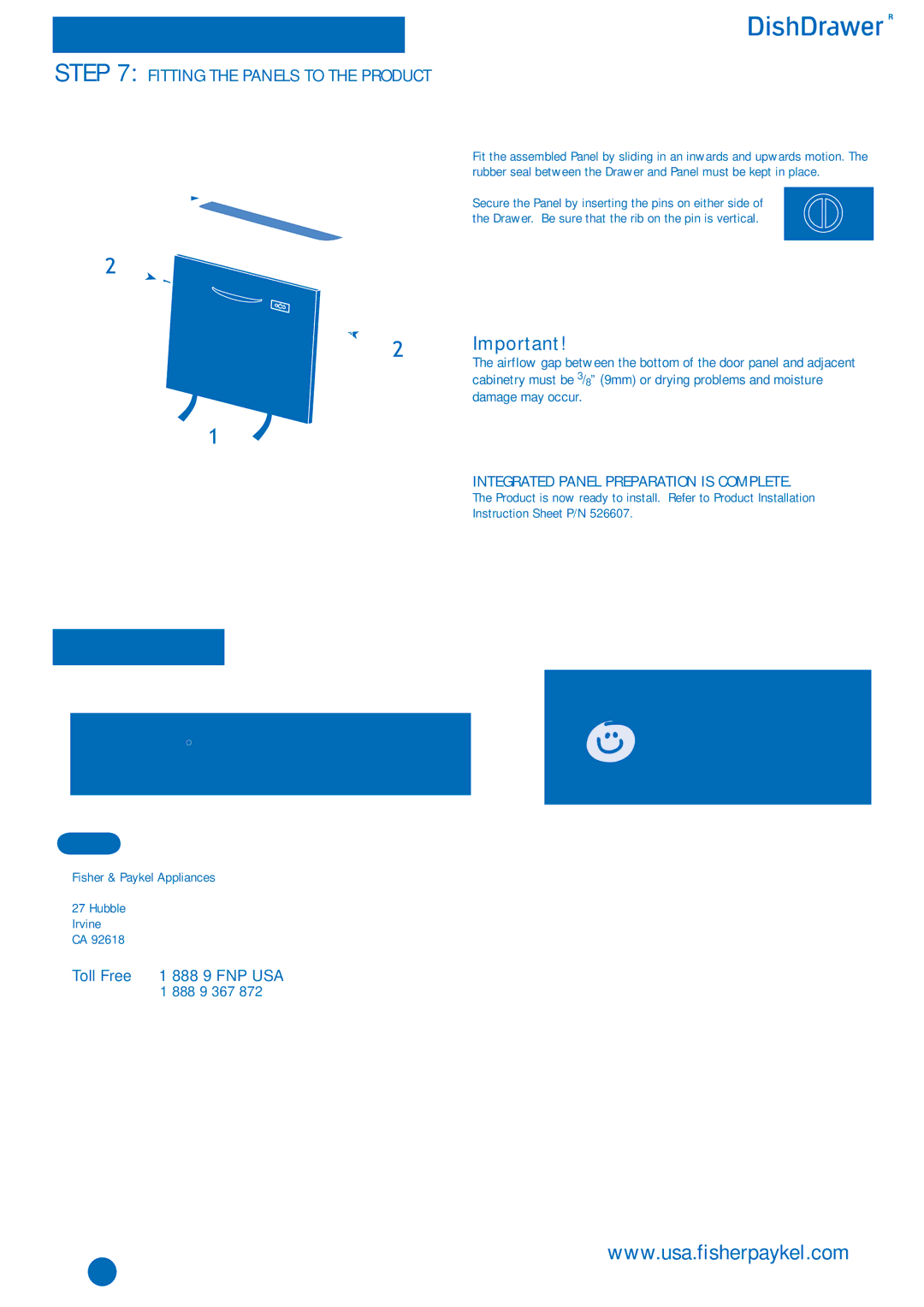 Fisher & Paykel DD603I Customer Care, Fitting the Panels to the Product, Integrated Panel Preparation is Complete 
