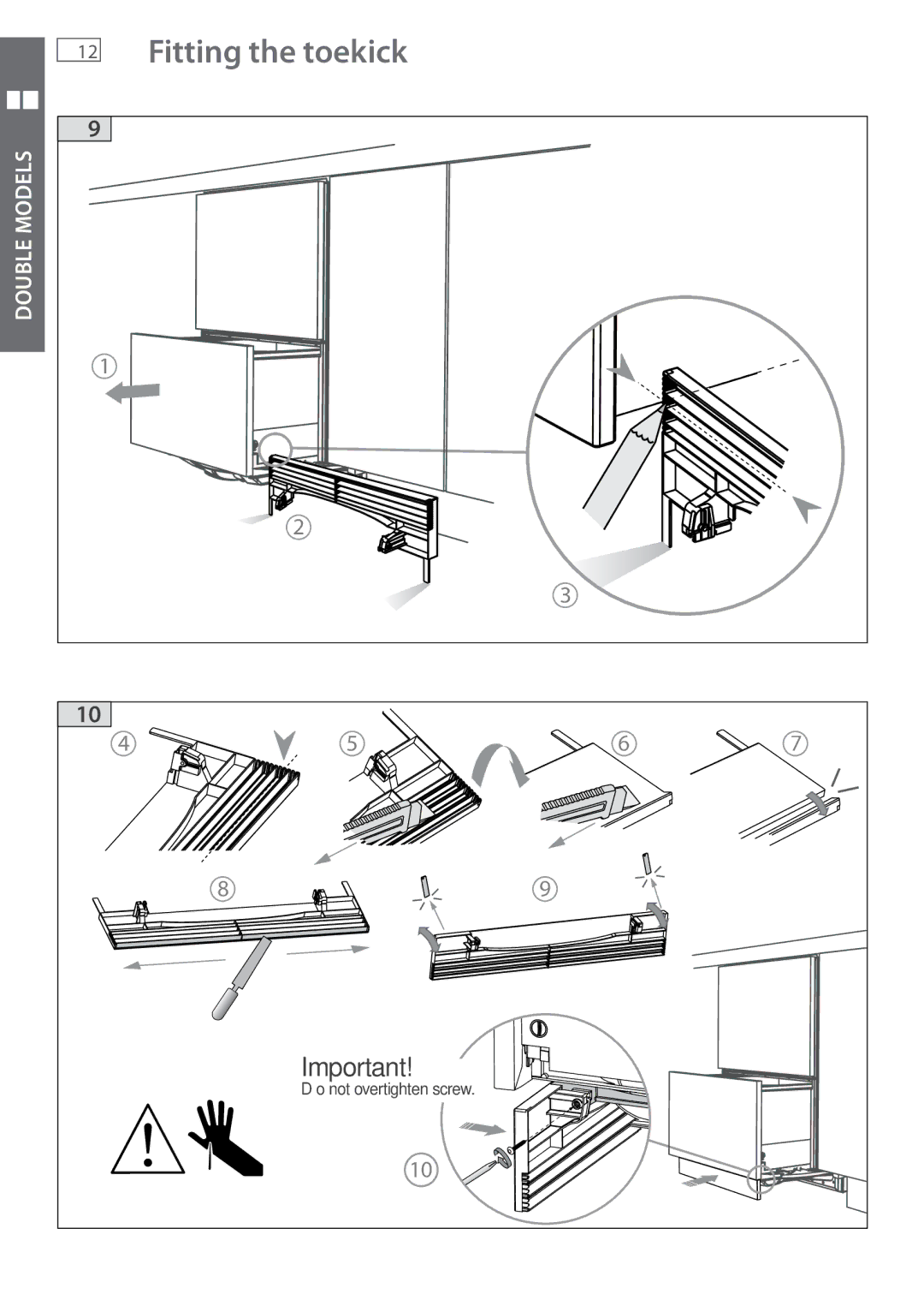 Fisher & Paykel DD605 installation instructions Fitting the toekick 