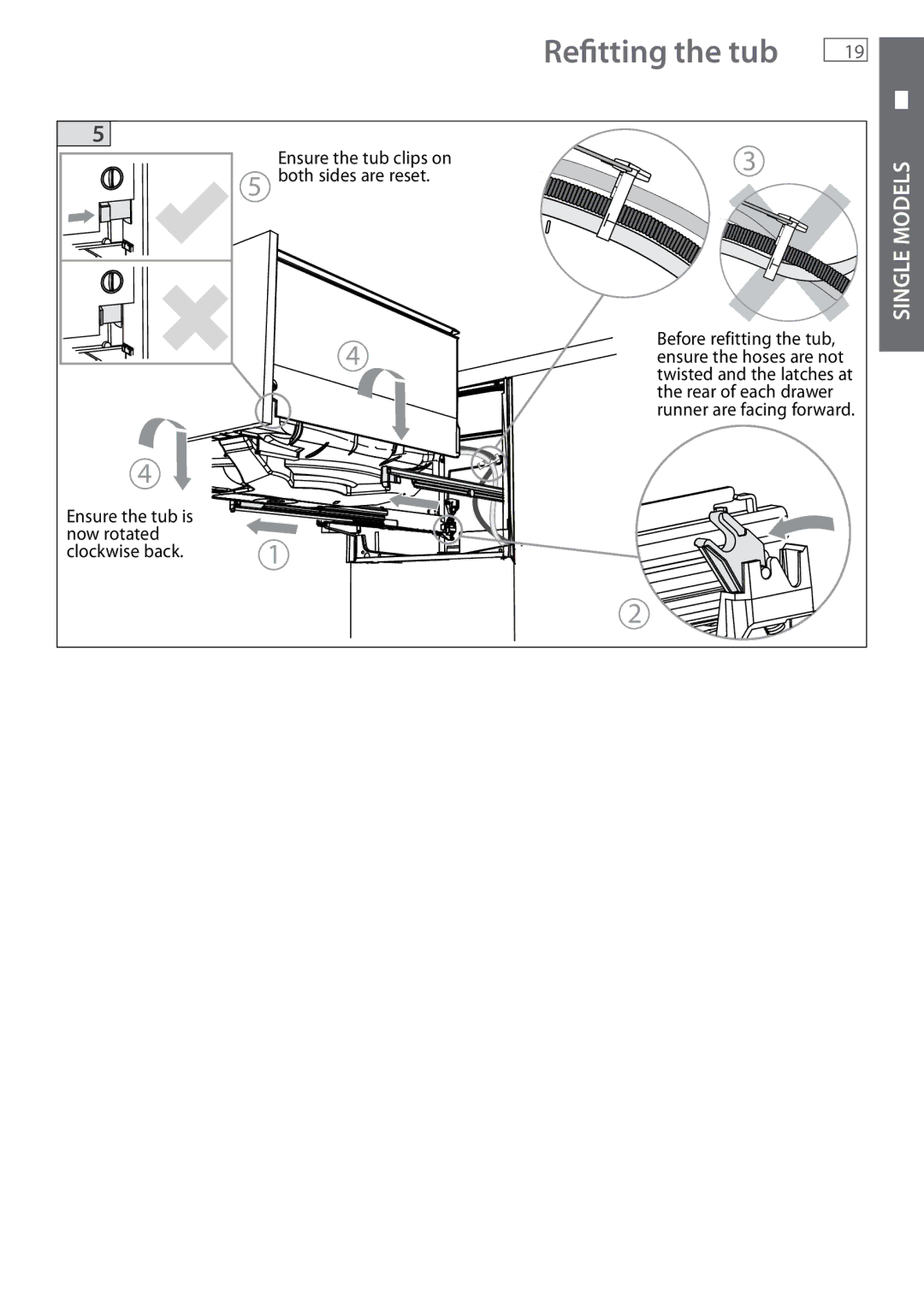 Fisher & Paykel DD605 installation instructions Refitting the tub 