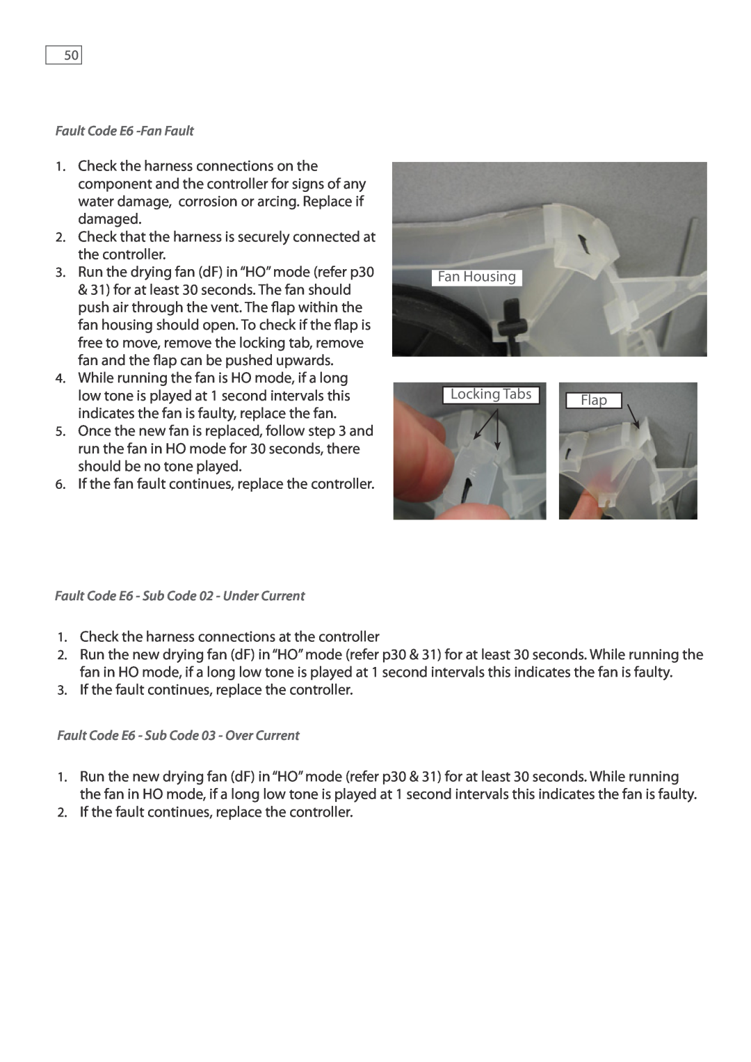 Fisher & Paykel DD607, DD247 service manual Fan Housing Locking Tabs, Flap 