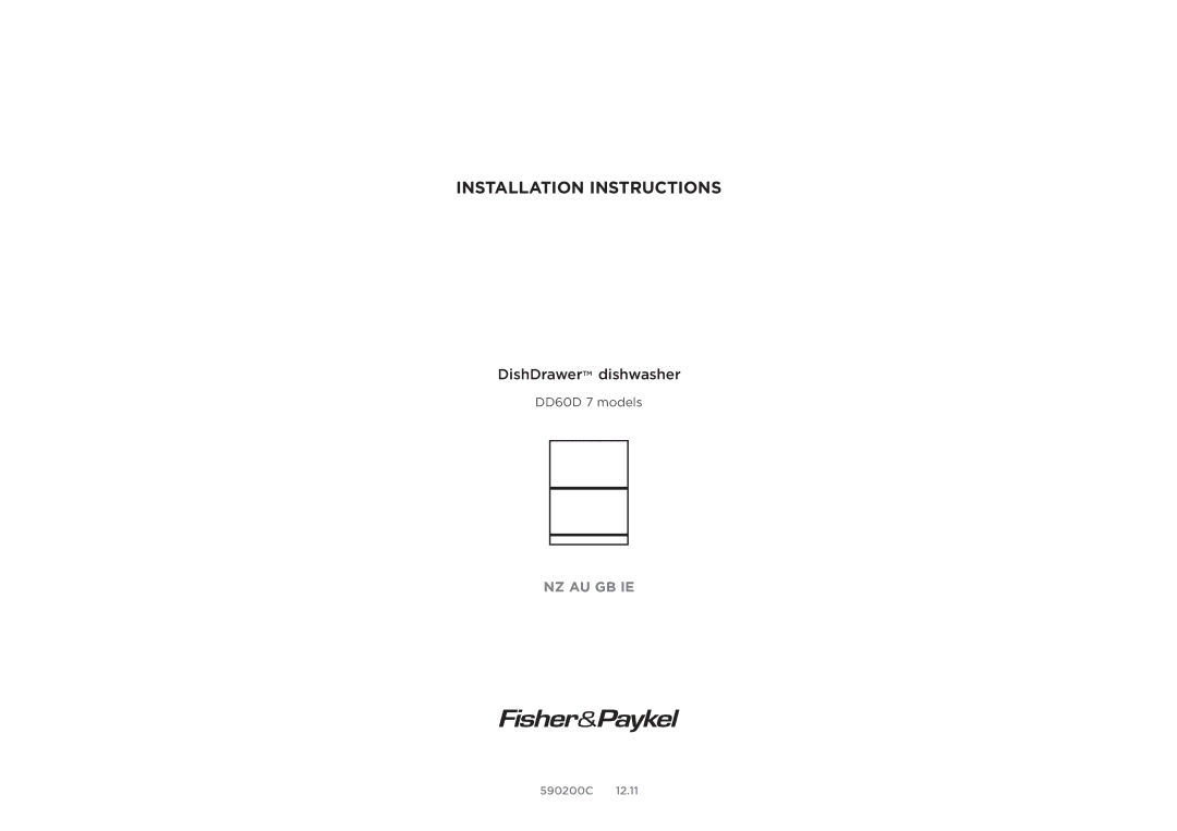 Fisher & Paykel DD60D 7 installation instructions Installation Instructions 