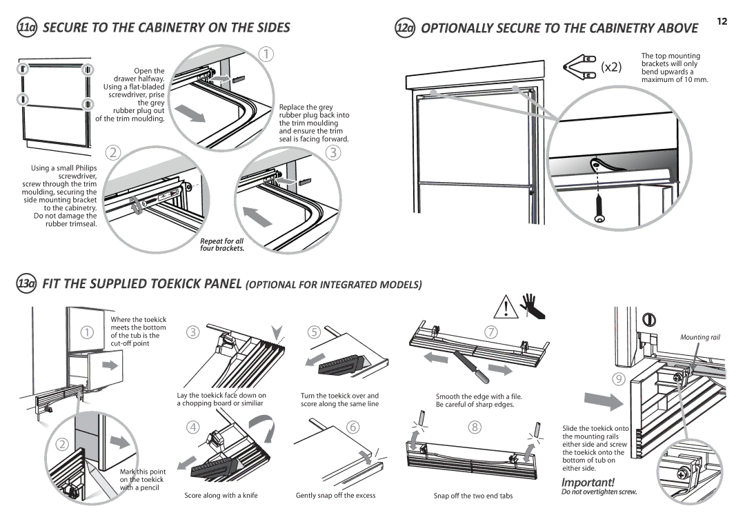 Fisher & Paykel DD60D 7 11a Secure to the Cabinetry on the Sides, 12a Optionally Secure to the Cabinetry Above 