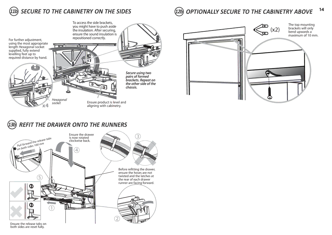 Fisher & Paykel DD60D 7 installation instructions 13b Refit the Drawer Onto the Runners 