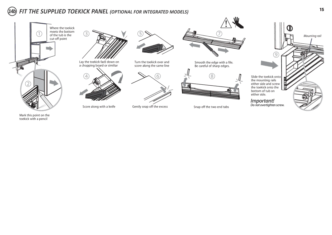 Fisher & Paykel DD60D 7 installation instructions Do not overtighten screw 