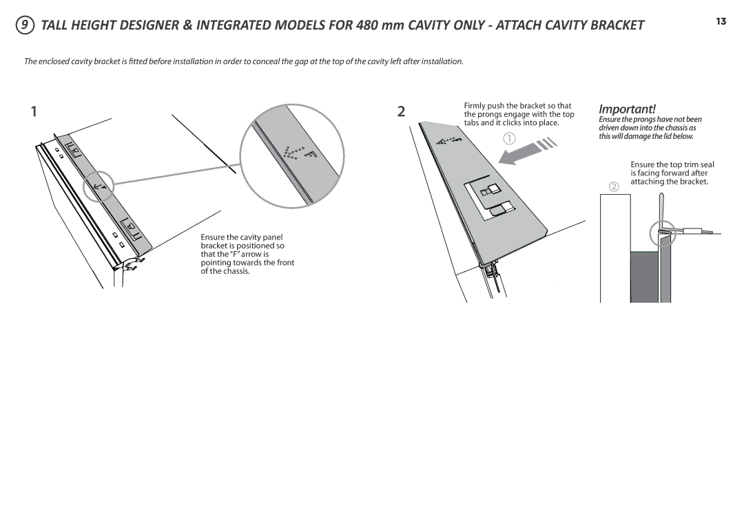 Fisher & Paykel DD60S 7, DD60ST 7 installation instructions Tabs and it clicks into place 