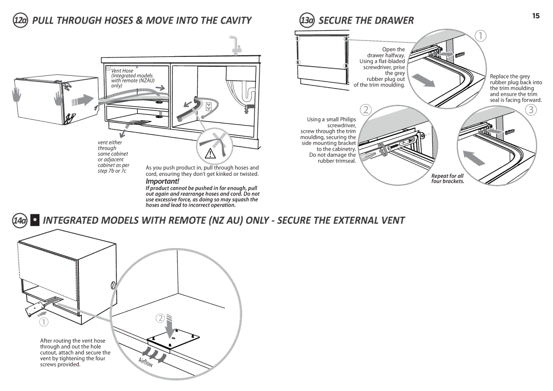 Fisher & Paykel DD60S 7, DD60ST 7 installation instructions Repeat for all, Four brackets 