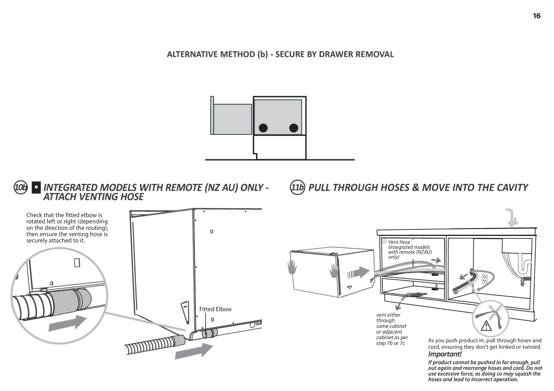 Fisher & Paykel DD60ST 7 10b Integrated Models with Remote NZ AU only, 11b Pull Through Hoses & Move Into the Cavity 